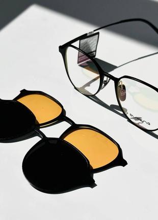 Солнцезащитные поляризованные очки с сменными линзами, крепление на магните, оправа металлическая