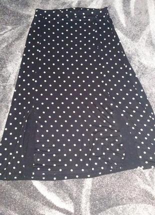 Трикотажна спідниця в підлогу в горох