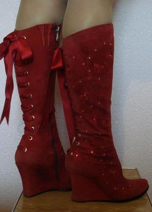Червоні замшеві чоботи fashion pymes