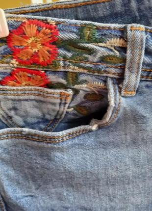 Zara вышивка, рваный край, джинсы скинни3 фото