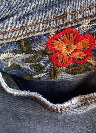 Zara вышивка, рваный край, джинсы скинни2 фото