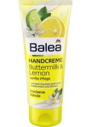 Зволожувальний крем для рук і нігтів balea handcreme buttermilk & lemon-пахта та лимонник 100 мл