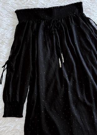Стильное черное платье zara в блестящий горошек7 фото