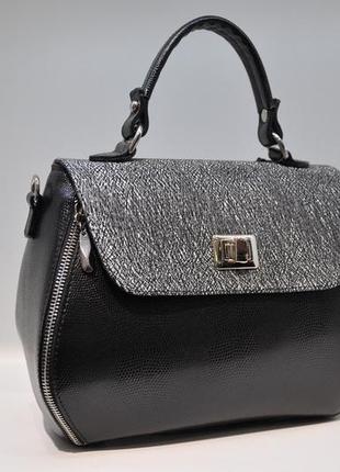 Жіноча сумка assa-саквояж із натуральної шкіри 1113, клапан із напиленням