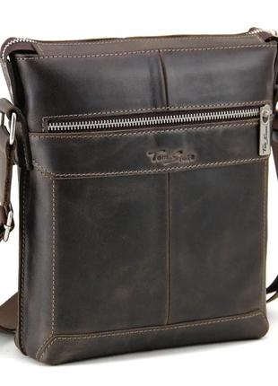Сумка мужская кожаная tom stone коричневый 5011br