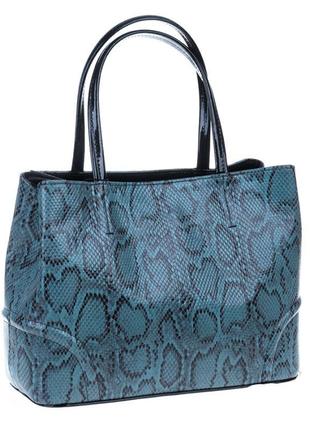 Женская сумка assa 1088м-15 кожаная темно-бирюзовая под питон3 фото