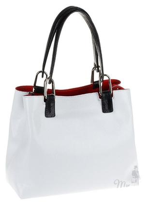 Кожаная сумка женская белая "под ящерицу" assa 995м