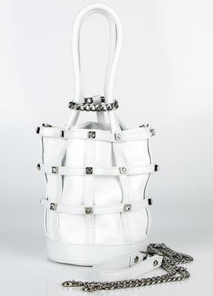 Сумка assa 1193 кожаная белая женская