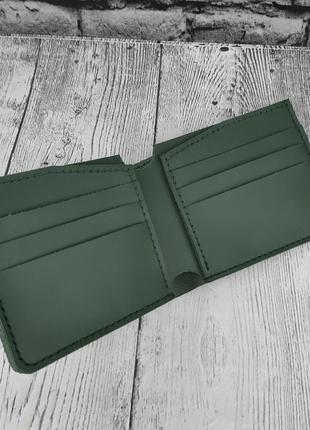 Мужской кожаный кошелек. кошелек из натуральной кожи. зеленый кошелек. классическое портмоне.