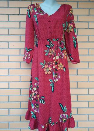 Оригінальна сукня міді квітковий принт волан.