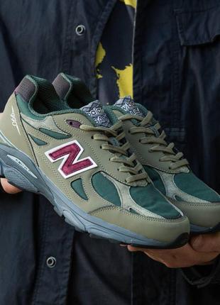 Мужские кроссовки new balance 990 v3 x teddy santis green purple 40-41-42-43-44-451 фото