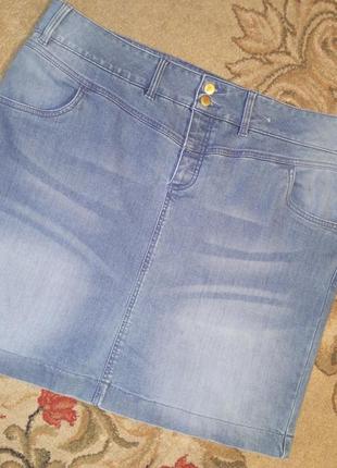 Супер-стрейч,джинсовая юбка с карманами и разрезом,большого размера,sustainable6 фото