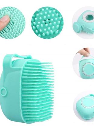 Силиконовая массажная щетка мочалка green silicone massage bath <unk> мочалка для купания <unk> щетка для животных