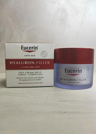 Дневной крем для восстановления контуров лица eucerin hyaluron filler volume lift day cream spf15