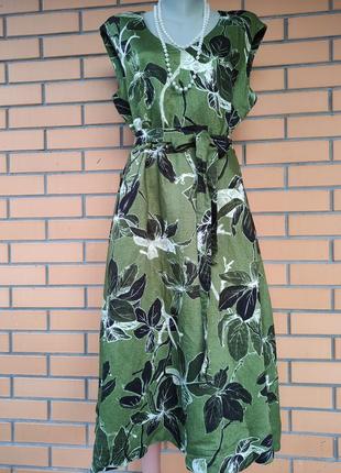 Шикарна сукня льон міді квітковий принт.