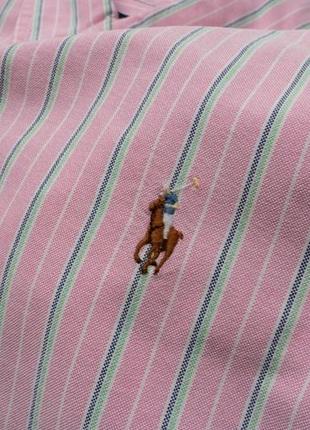 Polo ralph lauren stripe oxford shirt button down in pink чоловіча сорочка
