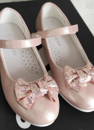 Розовые, пудра туфли с бантиком для девочки5 фото