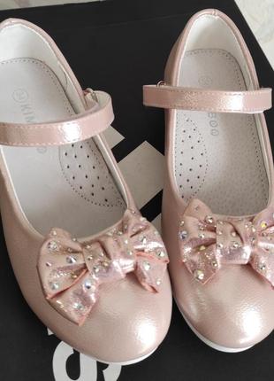 Розовые, пудра туфли с бантиком для девочки1 фото