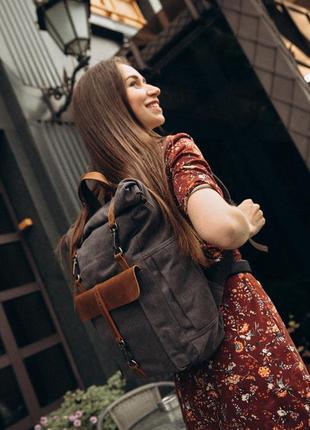 Стильный женский рюкзак инсбрук. винтажный роллтоп с отделеним для ноутбука. уценка4 фото