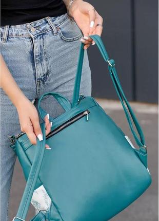 Жіночий рюкзак-сумка sambag trinity мурена з принтом "palm"7 фото
