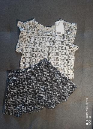 Комплект футболка топ и юбка шорты hm h&amp;m3 фото