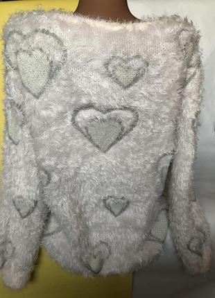 Крутой мягкий свитер травка в сердечко2 фото