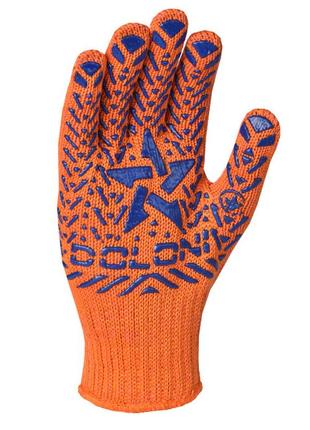 Перчатки оранжевые трикотажные с синей точкой doloni  - (564)2 фото