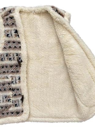 Тепла вовняна безрукавка з овчини (еко-шерсть) жіноча хутряна жилетка орнамент 58-605 фото