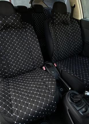 Автомобільні подушки на підголівник з алькантари (еко-замша) чорні з білою прошивкою lux 2 шт2 фото