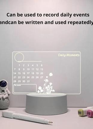 3d акриловая светодиодная лампа-ночник, доска для заметок с календарем, отличный подарок