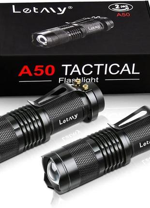 Комплект ліхтариків letmy 2х набір світлодіодних тактичних ліхтарів 2 шт. ліхтарики туристичні алюмінієві