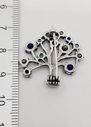 Брошка серебро 925° 3,67г. дерево бело-синее (50154)3 фото
