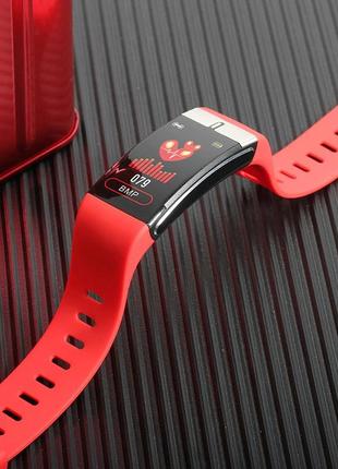 Наручный умный фитнес браслет lemfo e66 с измерением температуры и тонометром  (красный)7 фото