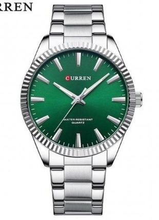 Чоловічий наручний кварцовий годинник curren 8425 silver-green
