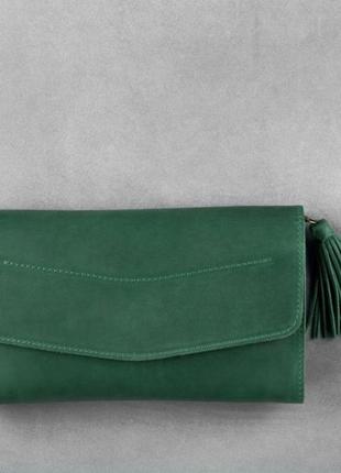 Зеленый кожаный клатч на кнопке blanknote арт. bn-bag-7-iz1 фото