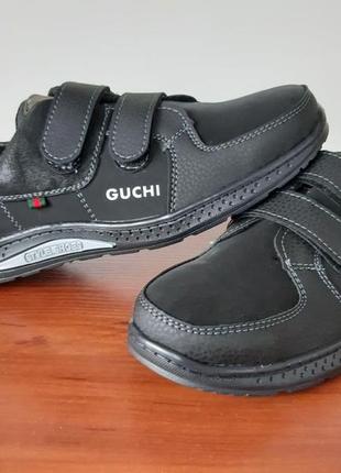 Подростковые туфли мужские спортивные черные прошитые удобные ( код 5103 )4 фото