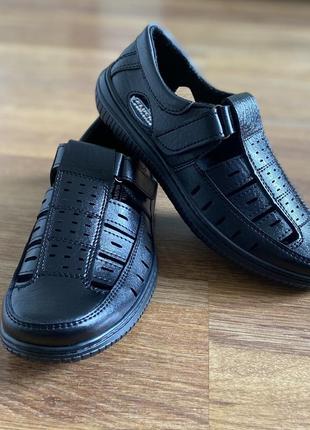 Мужские сандалии черные летние прошитые (код 8431)3 фото