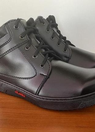 Зимние мужские ботинки прошитые черные теплые  ( код 1015 )8 фото