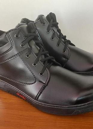Зимние мужские ботинки прошитые черные теплые  ( код 1015 )5 фото