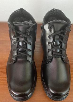 Зимние мужские ботинки прошитые черные теплые  ( код 1015 )4 фото