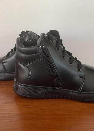 Зимние мужские ботинки прошитые черные теплые  ( код 1015 )6 фото