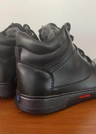 Зимние мужские ботинки прошитые черные теплые  ( код 1015 )7 фото