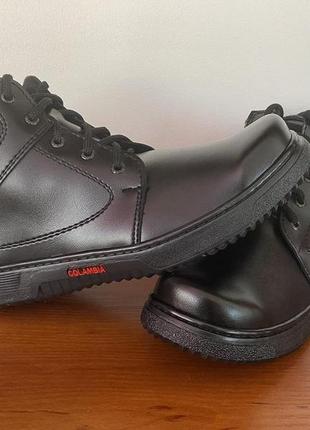 Зимние мужские ботинки прошитые черные теплые  ( код 1015 )3 фото