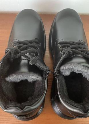 Зимние мужские ботинки прошитые черные теплые  ( код 1015 )9 фото