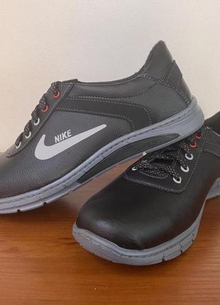 Мужские туфли спортивные черные на шнурках (код 6016 )