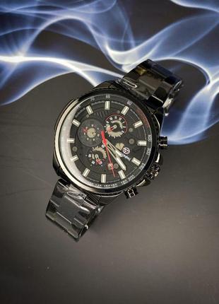 Мужские наручные механические часы с автоподзаводом forsining 6909 all black-red6 фото