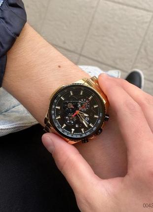 Мужские наручные механические часы с автоподзаводом forsining 6909 gold-black5 фото