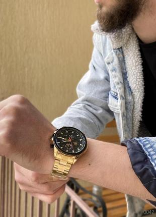 Мужские наручные механические часы с автоподзаводом forsining 6909 gold-black2 фото