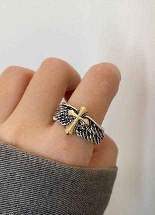 Мужское кольцо, винтажное кольцо с защитным крестом оберегом для мужчин и древний текст размер регулируемый5 фото