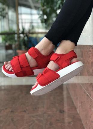 Adidas adilette sandal red white1 фото